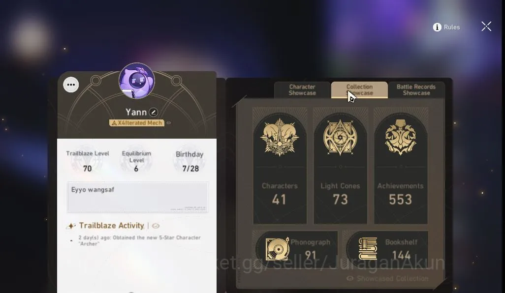 Honkai Star Rail Mid Game ASIA[TL70] +HI3 |7 limited[Castoric +Sign,Black Sw image 1