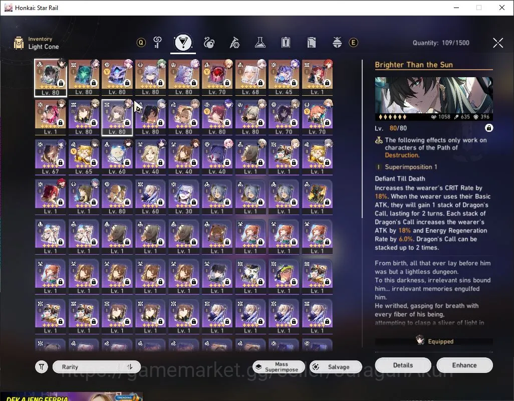 Honkai Star Rail Accounts Mid Game ASIA[TL70] +HI3 |7 limited[Castoric +Sign,Black Swan+Sign,Dan 4