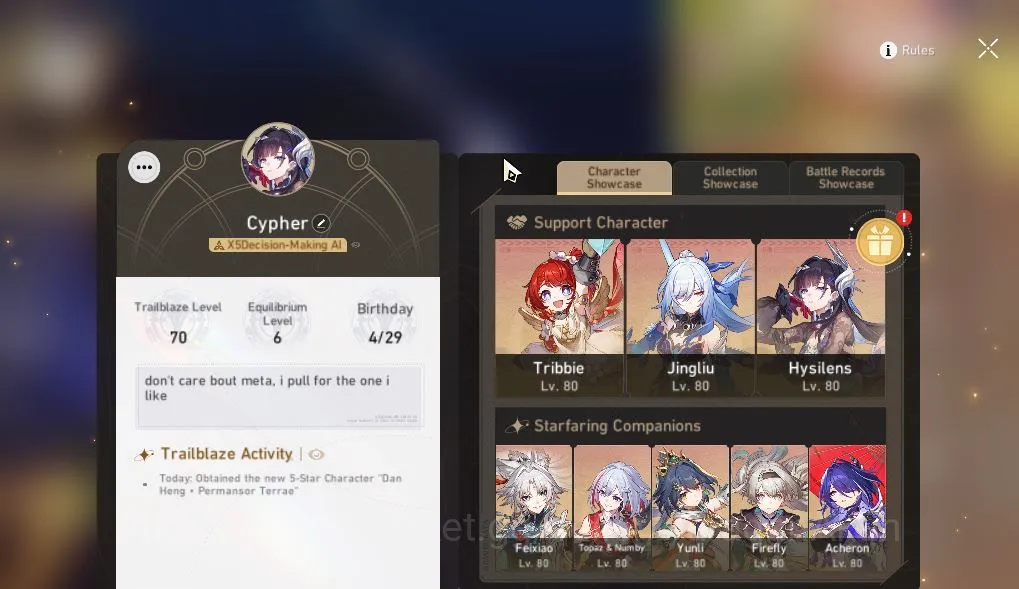 Honkai Star Rail Accounts End Game ASIA|TL 70| 15 Limited |B3 E2+Sign,Hysilens+Sign,Jingliu+Sign,Yunli 2
