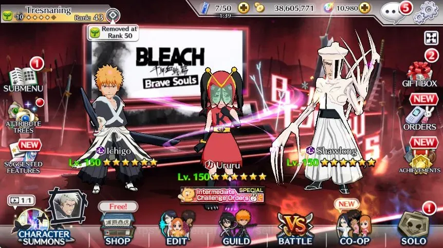 Bleach: Brave Souls Accounts Starter Global Starter|97k BP + 10k Orb + 38M Coins|Main Story 1