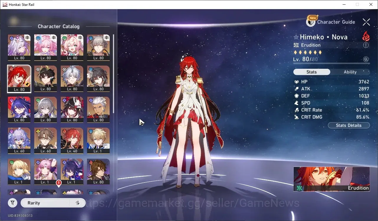 Honkai Star Rail Accounts Others ASIA|TL 70|13 Limited|(Castorice E1,Himeko Nova,Phainon,Archer,Cyrene,Hyacine)+Sign 1