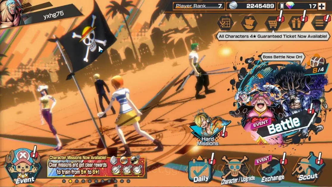 One Piece Bounty Rush Accounts High-End Global|4EX|4Emperor Teach,TSCA Kaido,Flame Emperor Sabo,Blackbeard Pirate Kuzan|Rank 1