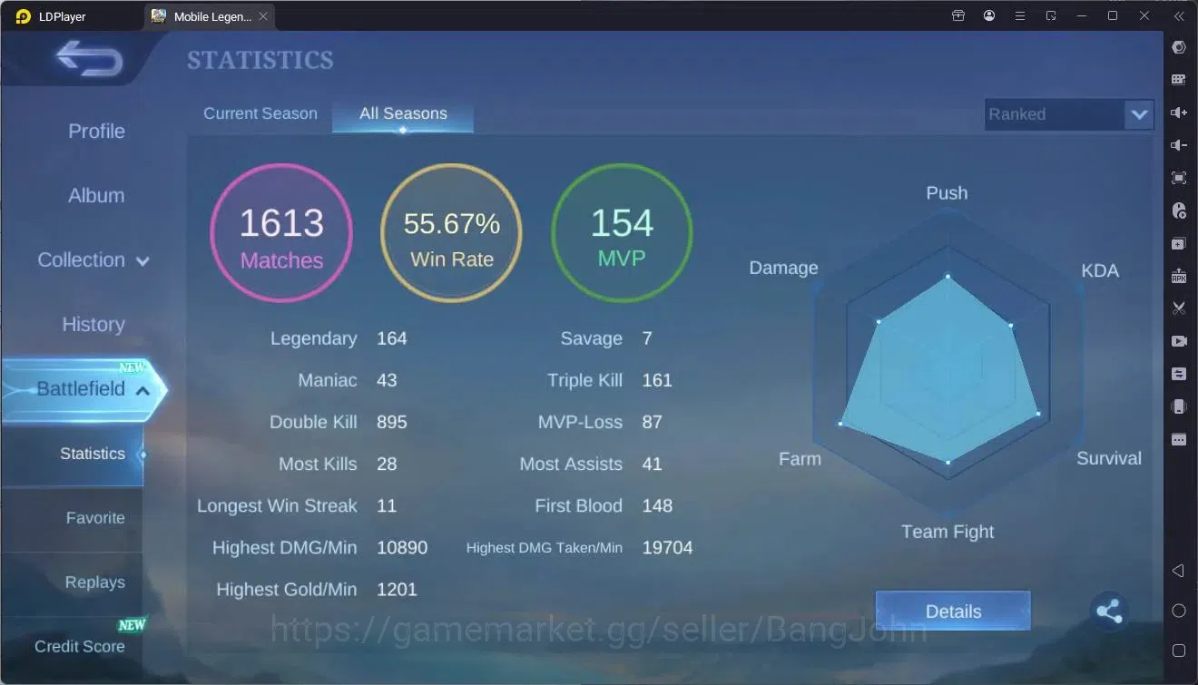 Mobile Legends: Bang Bang Accounts Global|Hero 86|Skin 150|Expert|5-STAR Angela|CC Na image 15