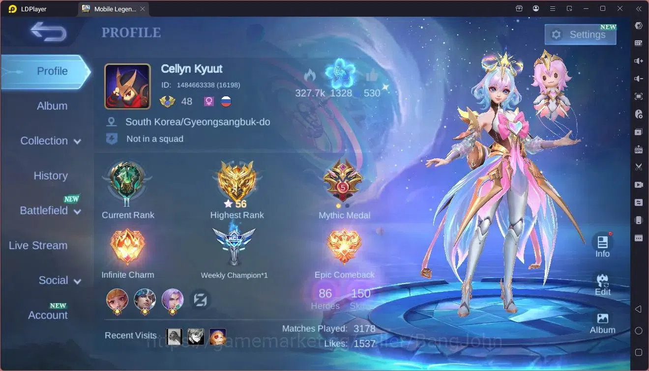 Mobile Legends: Bang Bang Accounts Global|Hero 86|Skin 150|Expert|5-STAR Angela|CC Na image 17