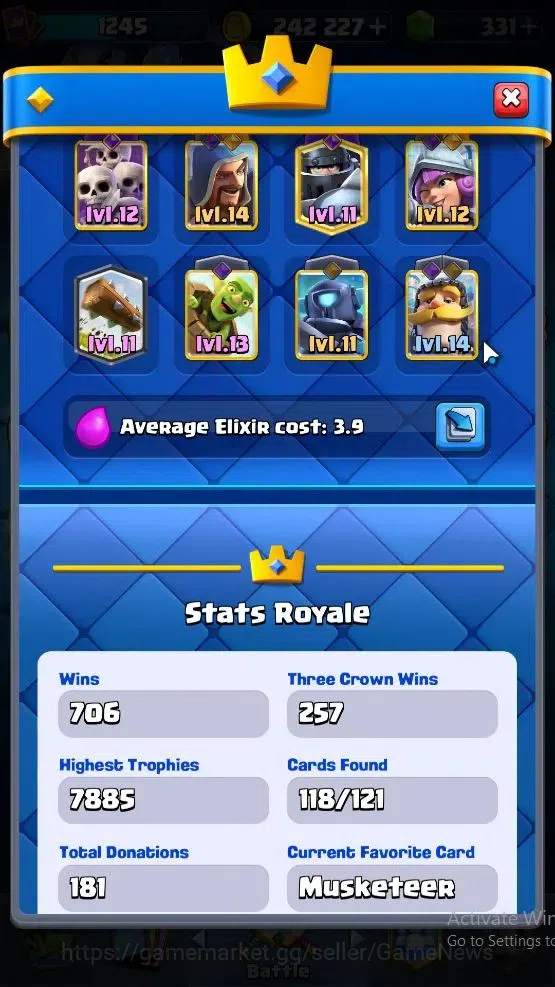 Clash Royale Accounts Lv 1245|Trophy 7826|KTL 13|Card 118/121|2 Hero 6 E image 3