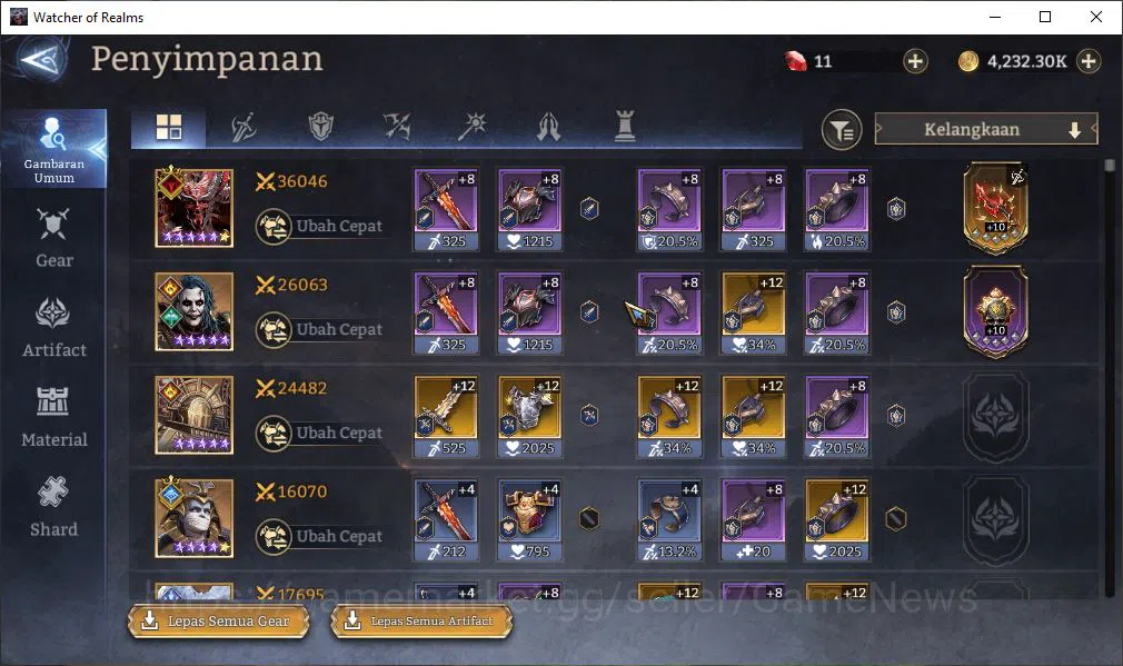 Watcher of Realms Accounts Global 60x|Lv25| 316K Power | 2 Lord [Valderon,Ven image 8