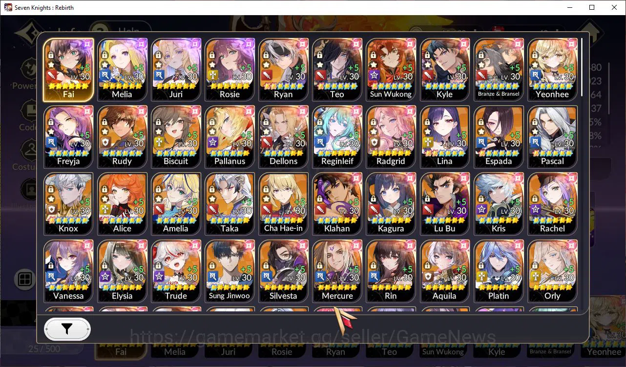 Seven Knights Re:Birth Accounts Global Sea|4 Ex-7k [Fai,Juri,Rosie,Melia]& 17 TC6+ image 3