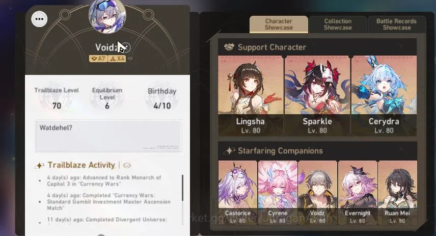 Honkai Star Rail Accounts ASIA | TL 70 | 19 Limit|(Cerydra E1) Acheron+Sign, image 1