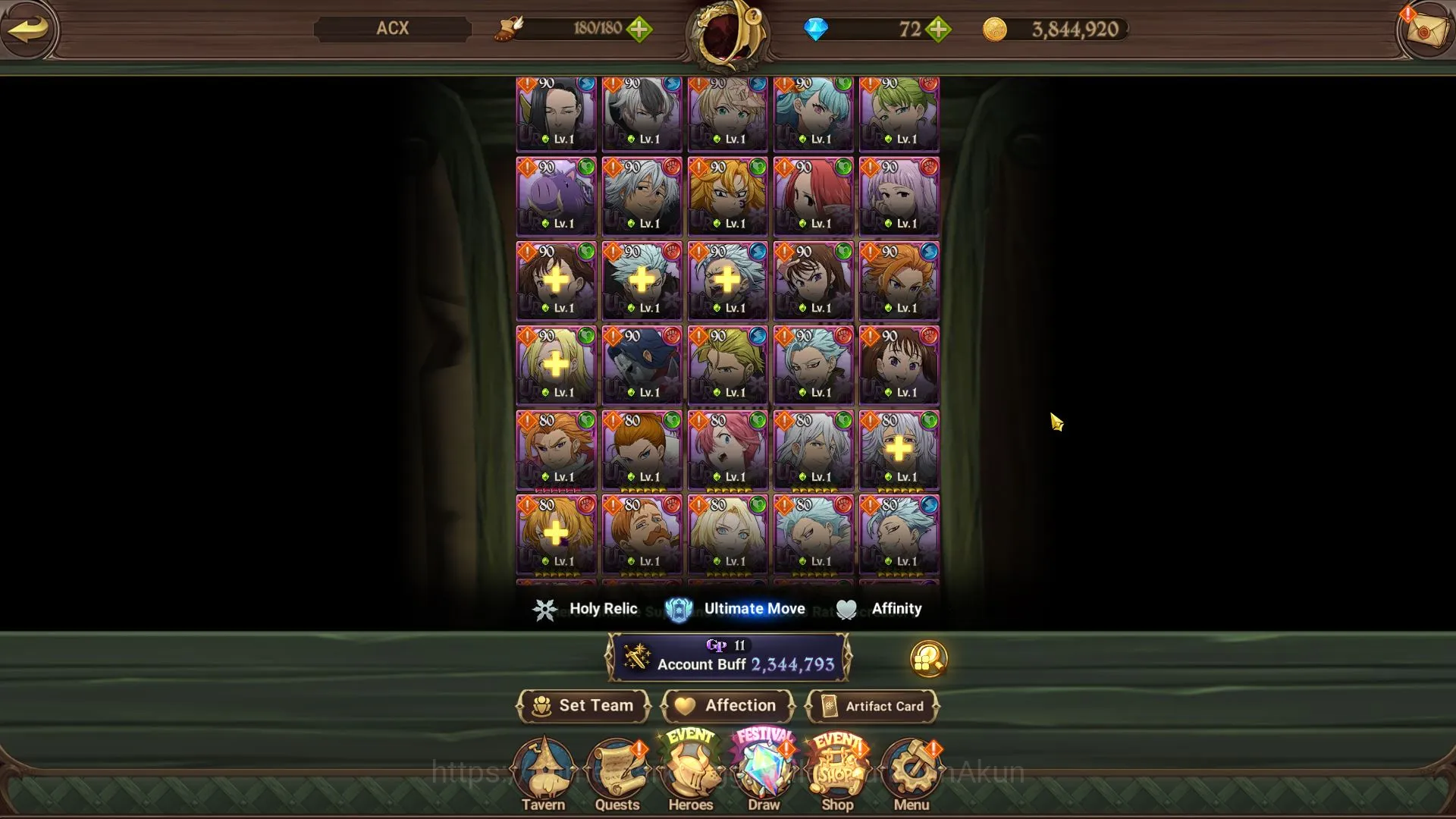 The Seven Deadly Sins: Grand Cross Accounts Midgame ASIA|2,3M CC|4 UR + Full Solev Collab|Oppressor DK,Fate Skuld,Arthur,DK 2