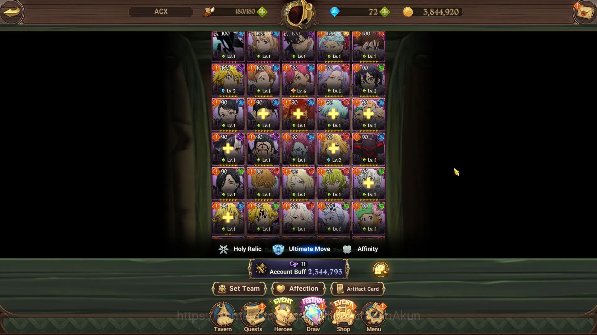 The Seven Deadly Sins: Grand Cross Accounts Midgame ASIA|2,3M CC|4 UR + Full Solev Collab|Oppressor DK,Fate Skuld,Arthur,DK 3
