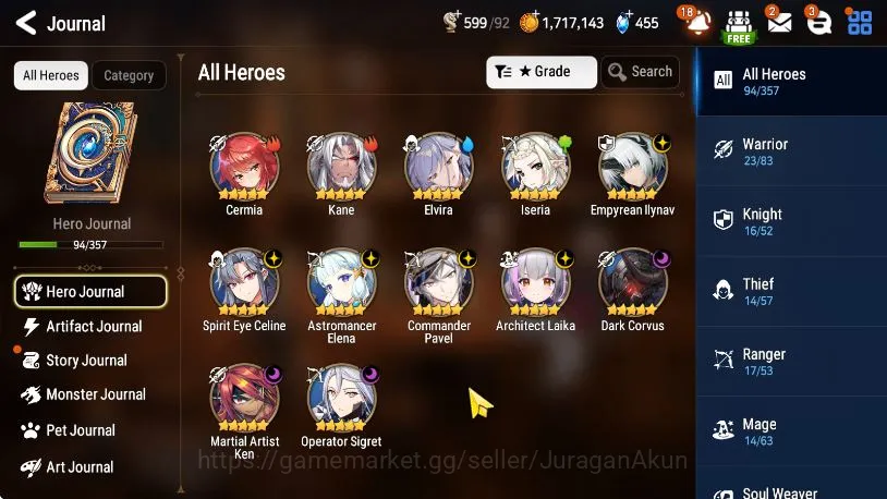Epic Seven Accounts Mid-Tier Global Unverif|Best Starter|8ML(SECeline, Ilynav, Maken, Astro Elena, Etc)|Bless On|Poh 3