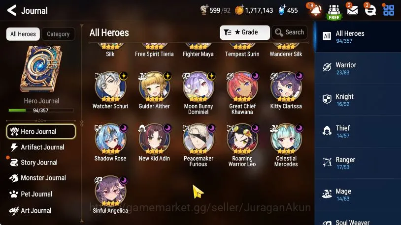 Epic Seven Accounts Mid-Tier Global Unverif|Best Starter|8ML(SECeline, Ilynav, Maken, Astro Elena, Etc)|Bless On|Poh 4