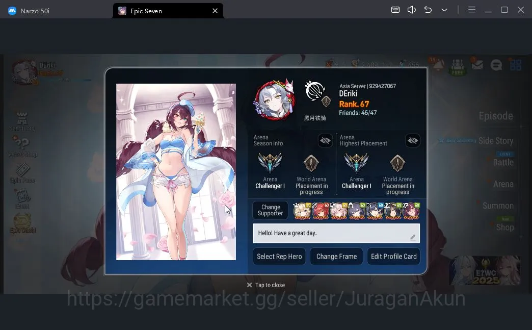 Epic Seven Accounts Mid-Tier Asia Verif| 17ML (Boss Arunka, SS Vivian, LC Bellona, BW Iseria, ATywin, US Choux,etc 2
