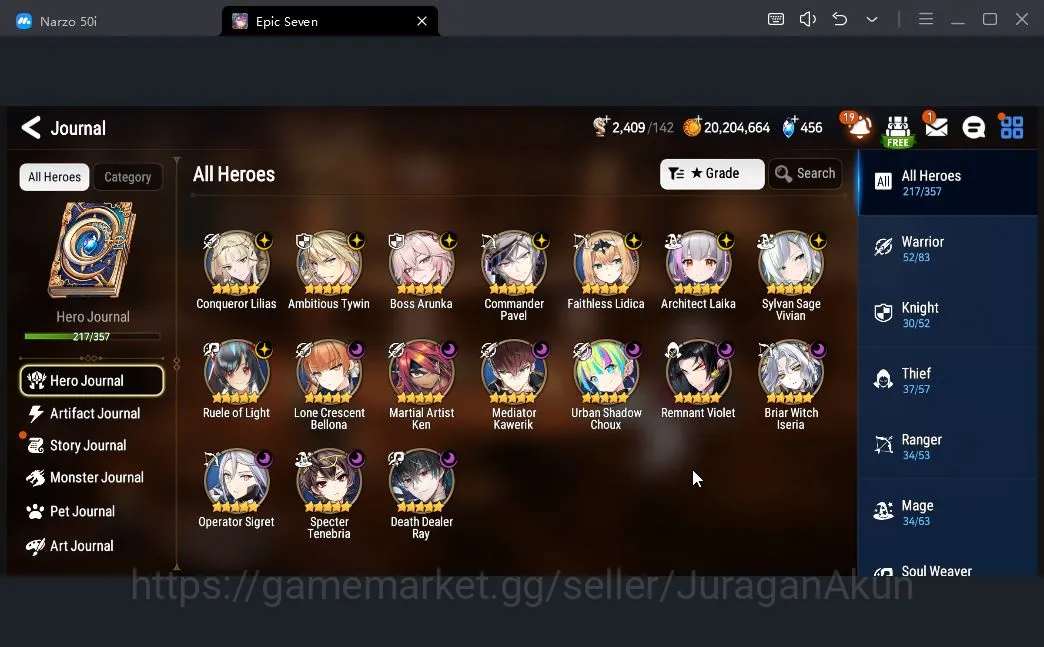 Epic Seven Accounts Mid-Tier Asia Verif| 17ML (Boss Arunka, SS Vivian, LC Bellona, BW Iseria, ATywin, US Choux,etc 7