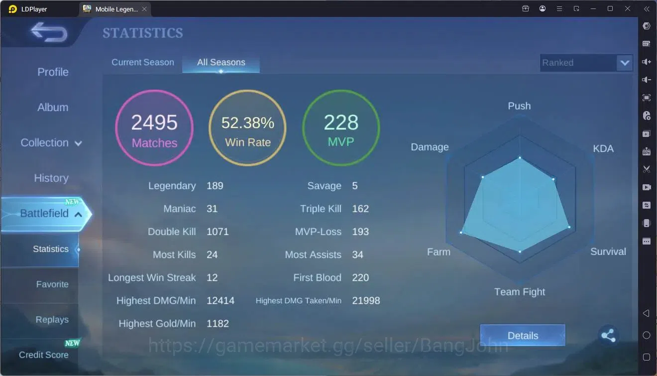 Mobile Legends: Bang Bang Accounts Global|Hero 105|Skin162|Expert|Prime Granger|KOF K image 20