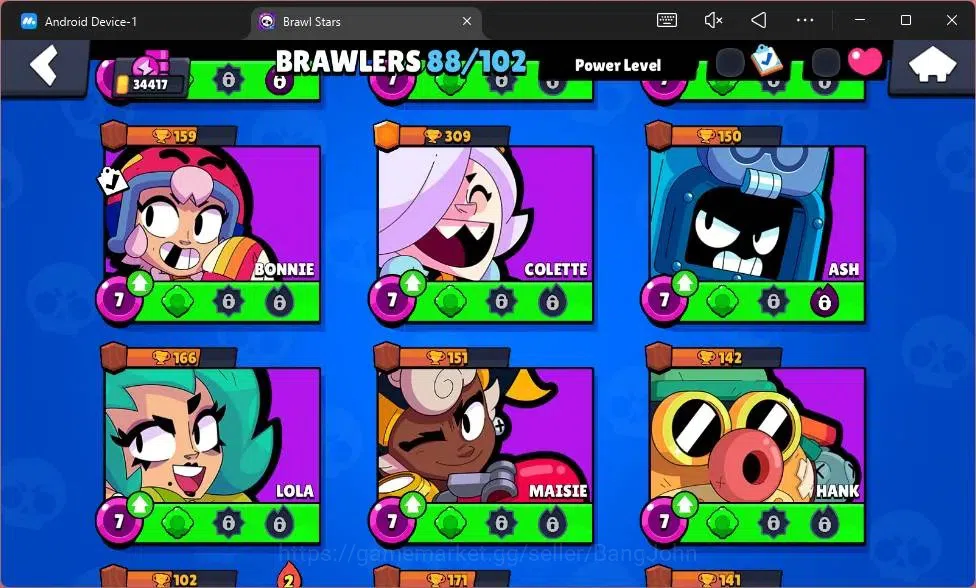 Brawl Stars Accounts Android|Trophy 34417|88 Brawler|14 MAX Hypercharge image 18