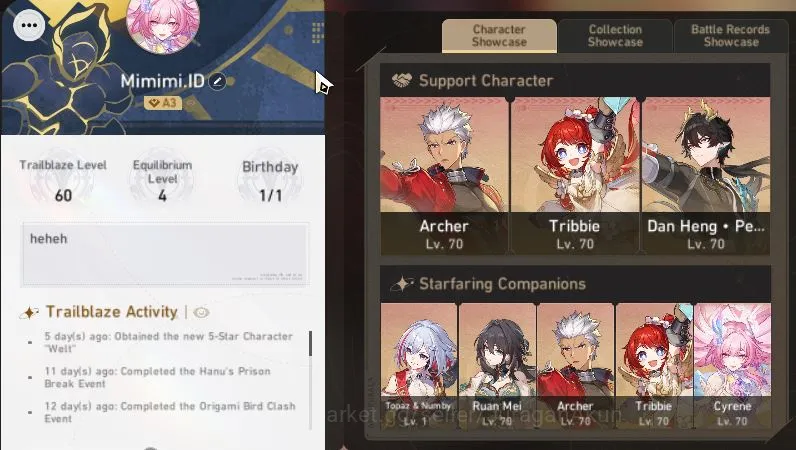 Honkai Star Rail Accounts ASIA|TL 60|1,3K SJ|6 Limited|[Cyrene,B3,Dante,Arch image 3