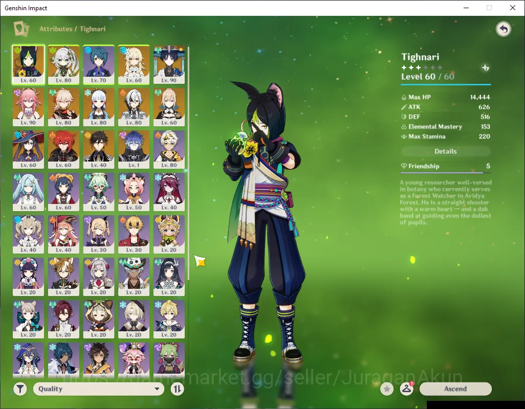 Genshin Impact Accounts Mid Game ASIA |AR 50|8 Limited 1+(5*Weapon)|Yae 2