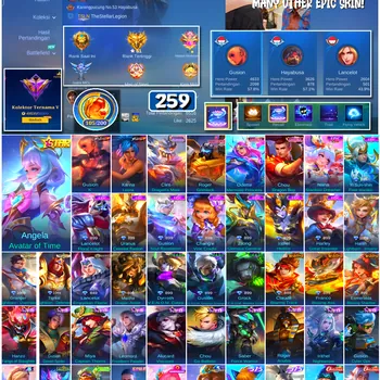 Mobile Legends: Bang Bang Accounts #4449 259 Skins | Gusion K' (KOF) | Karina Leona (KOF) | Roger Grimlock (TRANSFORMERS