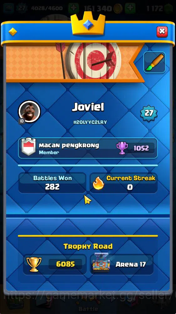 Clash Royale Accounts Midgame Lvl 27|Trophy 6085|KTL 10|Limit Skin|Card 104| 1 Hero 6 EVO 2 Champ 23 Legend 28 Epic,30 2