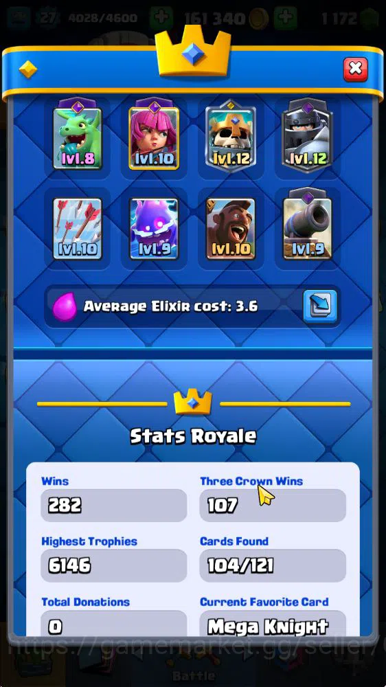 Clash Royale Accounts Midgame Lvl 27|Trophy 6085|KTL 10|Limit Skin|Card 104| 1 Hero 6 EVO 2 Champ 23 Legend 28 Epic,30 3
