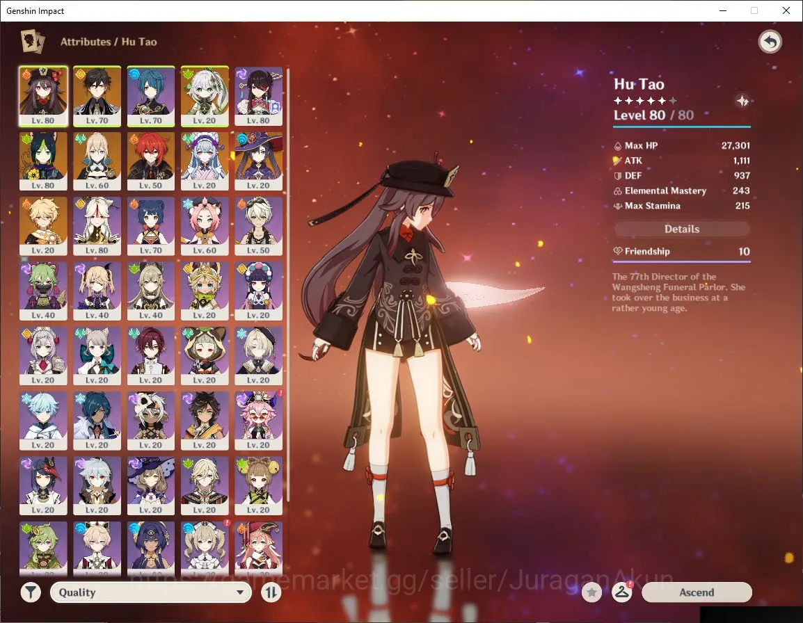 Genshin Impact Accounts Mid Game ASIA|AR50| 3 Limited + 2 [5 Star's Weapon] Zhongli C1,Hu Tao,Nahida |MC Male|Take 2