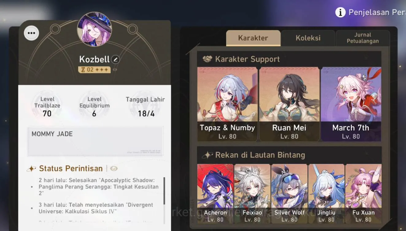 Honkai Star Rail Mid Game Asia [TL70] 11 Limited (Feixiao+Sign, Huohuo, Arch image 1