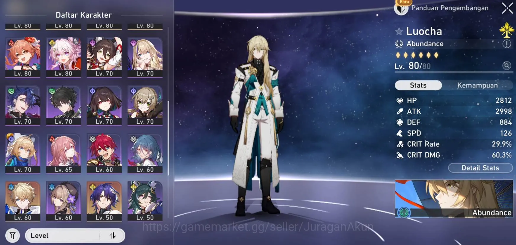 Honkai Star Rail Accounts Mid Game Asia [TL70] 11 Limited (Feixiao+Sign, Huohuo, Archeron, Jade, Ruan Mei, Topaz, Luocha and 3