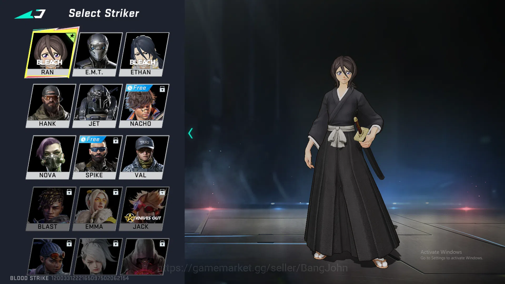 Blood Strike Accounts Others collab bleach RAN | collab bleach Ethan | change name card ASIA BS323B 2