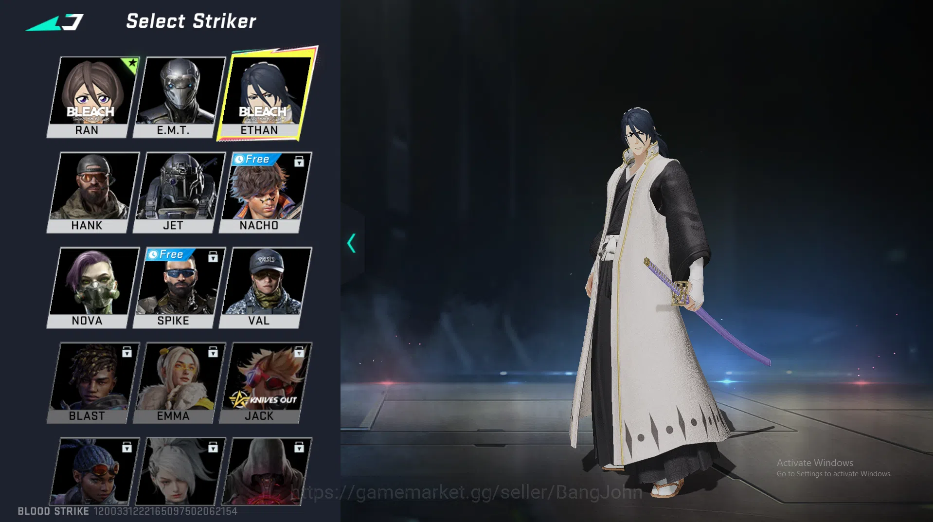 Blood Strike Accounts Others collab bleach RAN | collab bleach Ethan | change name card ASIA BS323B 3
