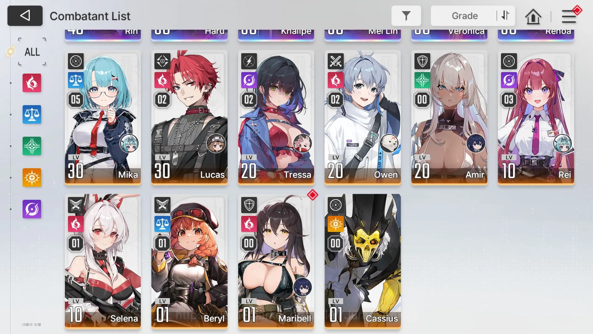 Chaos Zero Nightmare Accounts Global Lv31| 6 SSR (Haru M1, Rin, Khalipe, Mei Lin,etc) + 10 SR (Mika M5, etc) + 16 SR 2