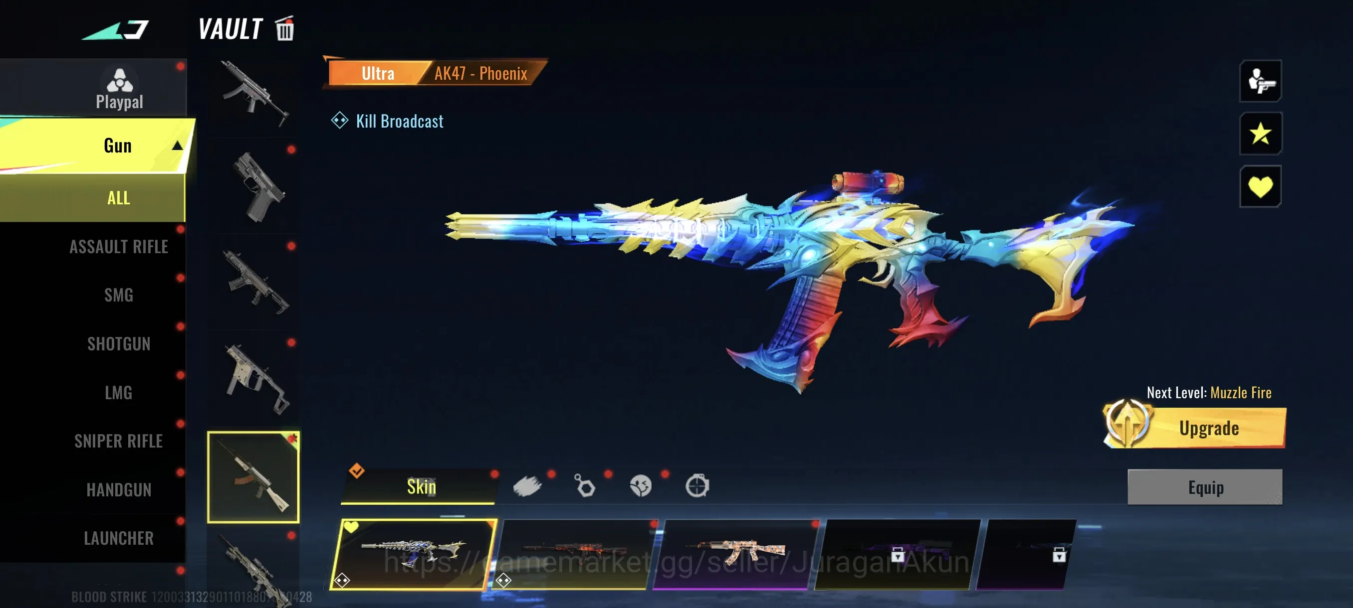 Blood Strike Accounts Mid-Tier Asia|2 eternal Aug-Empayrean,Uzi-Starchaser lvl2,Uzi jadespike lvl 5