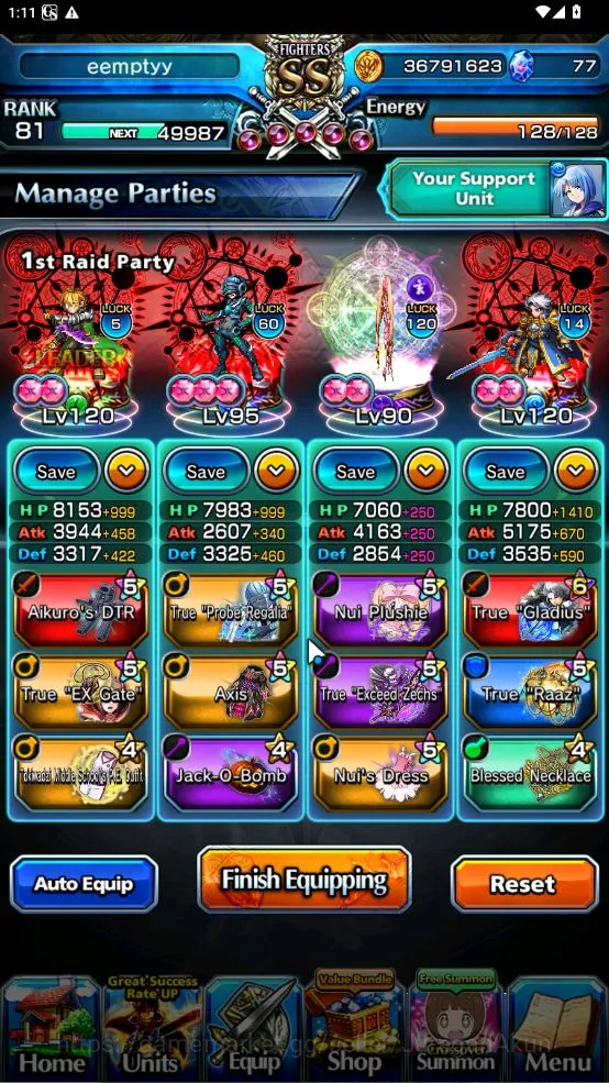 Grand Summoners Accounts Mid-Game Global|Rank 81|16 Ascend[InumutaTW,RoyTW,Pinnacle Isliid,WH 5