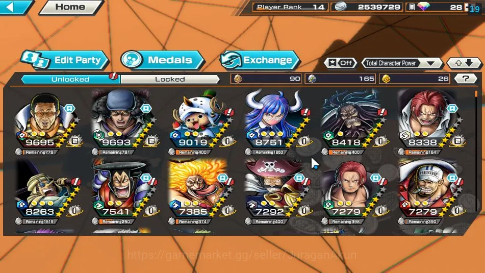 One Piece Bounty Rush Accounts Mid-Tier Global|9 META EX|BlackBeard Kuzan,Sword Kizaru Borsalino,Div Depart Shanks,FR 10