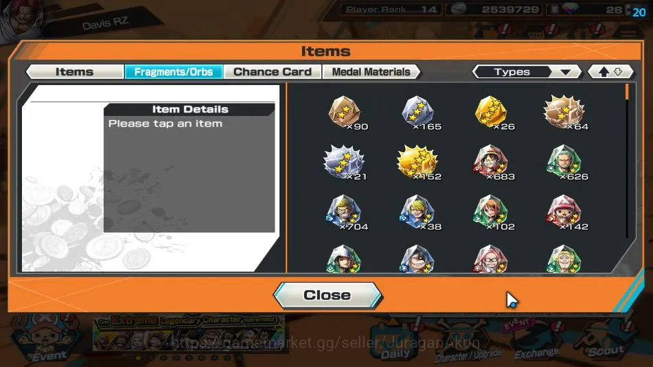 One Piece Bounty Rush Accounts Mid-Tier Global|9 META EX|BlackBeard Kuzan,Sword Kizaru Borsalino,Div Depart Shanks,FR 13