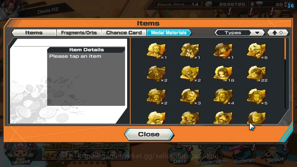 One Piece Bounty Rush Accounts Mid-Tier Global|9 META EX|BlackBeard Kuzan,Sword Kizaru Borsalino,Div Depart Shanks,FR 15