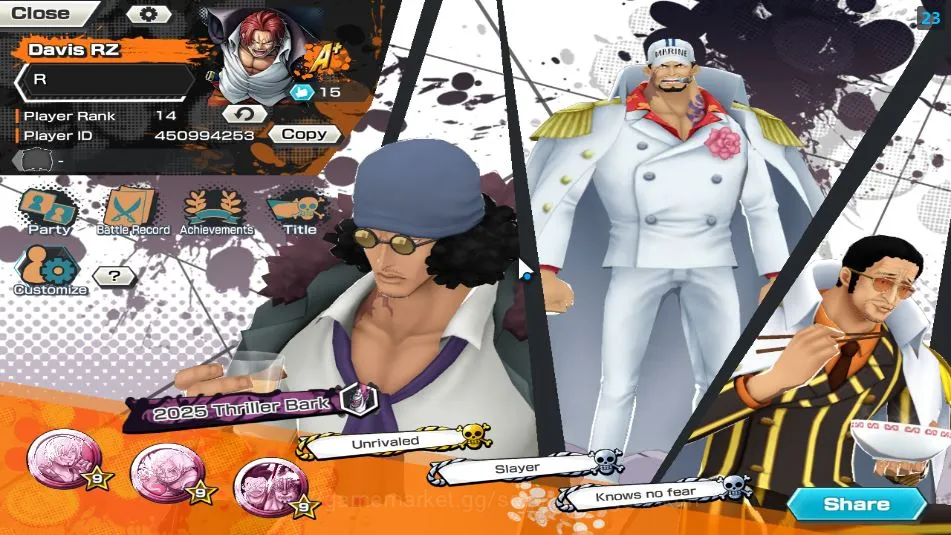 One Piece Bounty Rush Accounts Mid-Tier Global|9 META EX|BlackBeard Kuzan,Sword Kizaru Borsalino,Div Depart Shanks,FR 2