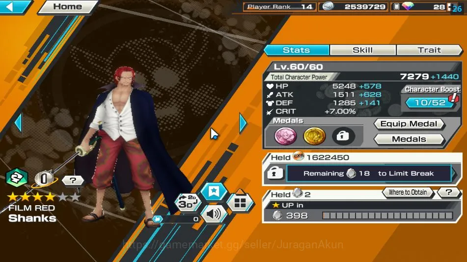 One Piece Bounty Rush Accounts Mid-Tier Global|9 META EX|BlackBeard Kuzan,Sword Kizaru Borsalino,Div Depart Shanks,FR 8