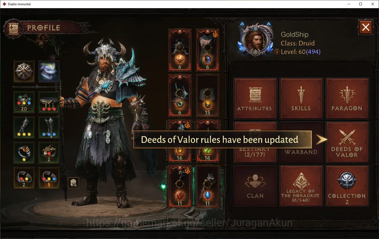 Diablo Immortal Accounts SEA-Vasily|Lv60(494)Druid|30k CR|Reso 510|Hell III image 5
