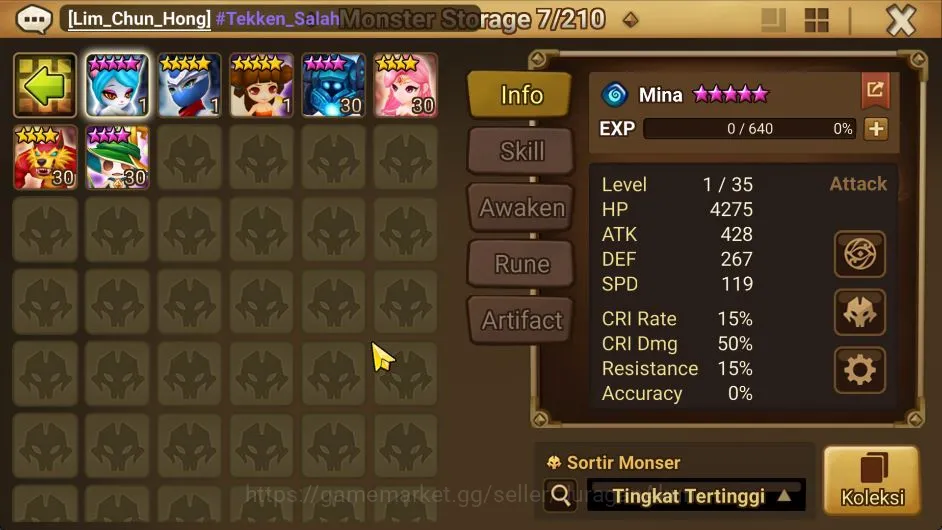 Summoners War: Sky Arena Accounts Starter GLOBAL|Lv 36|Starter|1 LD [Ongyouki]|11 Total NB5[Raki,Taranys,Teshar] + 29 6 3