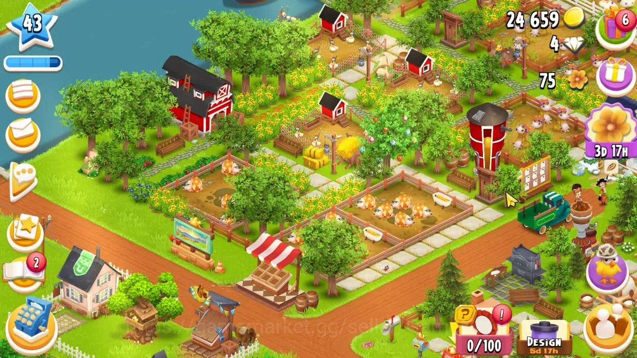 Hay Day Accounts Lvl 43 |Silo Storage 725 + Barn Storage 1100 + 24K image 4