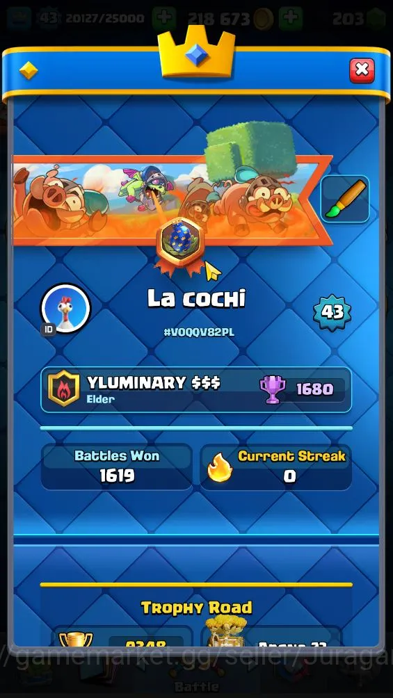 Clash Royale Accounts Lvl 43|Trophy 9348|KTL 14|Limited Skin|Card 121| 1 image 2