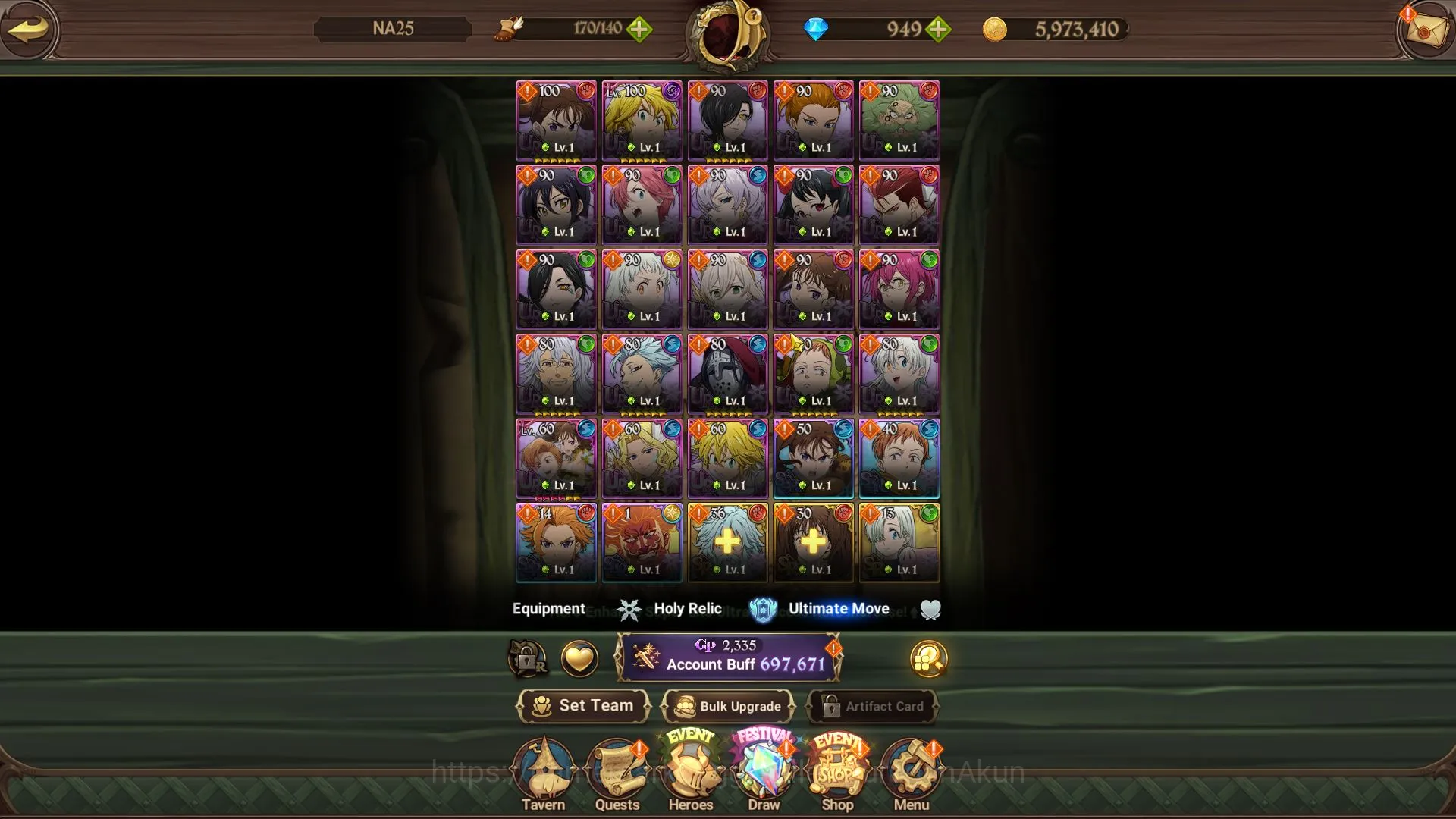 The Seven Deadly Sins: Grand Cross Accounts Global | Starter | 697K CC,Ch 4 | 3 UR+949 Gems |  image 2