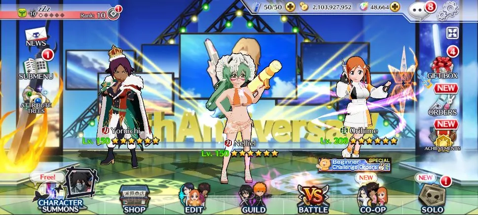 Bleach: Brave Souls Accounts High-End [GLOBAL]|48K Orb|Ichigo10th, Nelliel 10th Art,Ichigo 7th,Byakuya+Aizen Renewed,Rukia 2