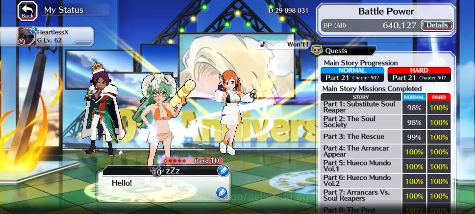 Bleach: Brave Souls Accounts High-End [GLOBAL]|48K Orb|Ichigo10th, Nelliel 10th Art,Ichigo 7th,Byakuya+Aizen Renewed,Rukia 6