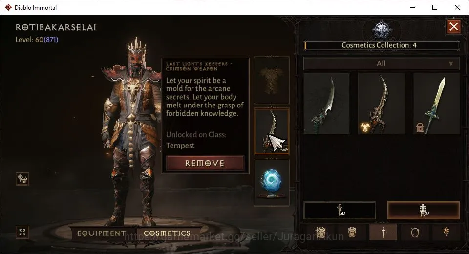 Diablo Immortal Accounts Mid-Tier SEA-Izual|Lv60(871) Tempest|39K CR|Reso 780|Inferno IV|Paragon Slayer|Hell Lv 24|4 4