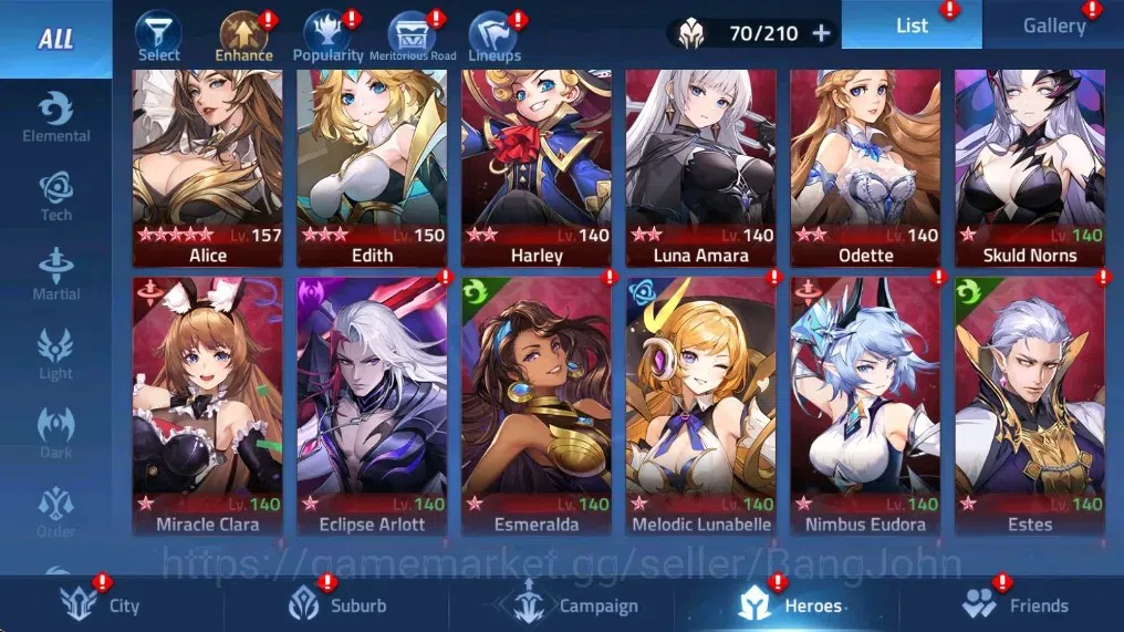 Mobile Legends: Adventure Accounts Global |LV 45|1097k Power |VIP 5|Camp 28-45|Hero 70 |1 UR (Skuld Norns)|1 Epic Skin & 1 3
