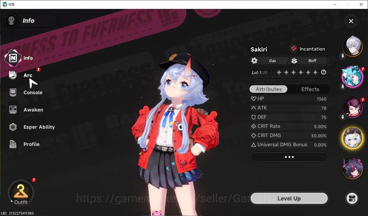 Neverness to Everness Accounts GLOBAL EU|HL 3|3 SSR 1 Limited [Shinku],Sakiri,Baicang |Overcast Glider+2 S-Class Selector 2