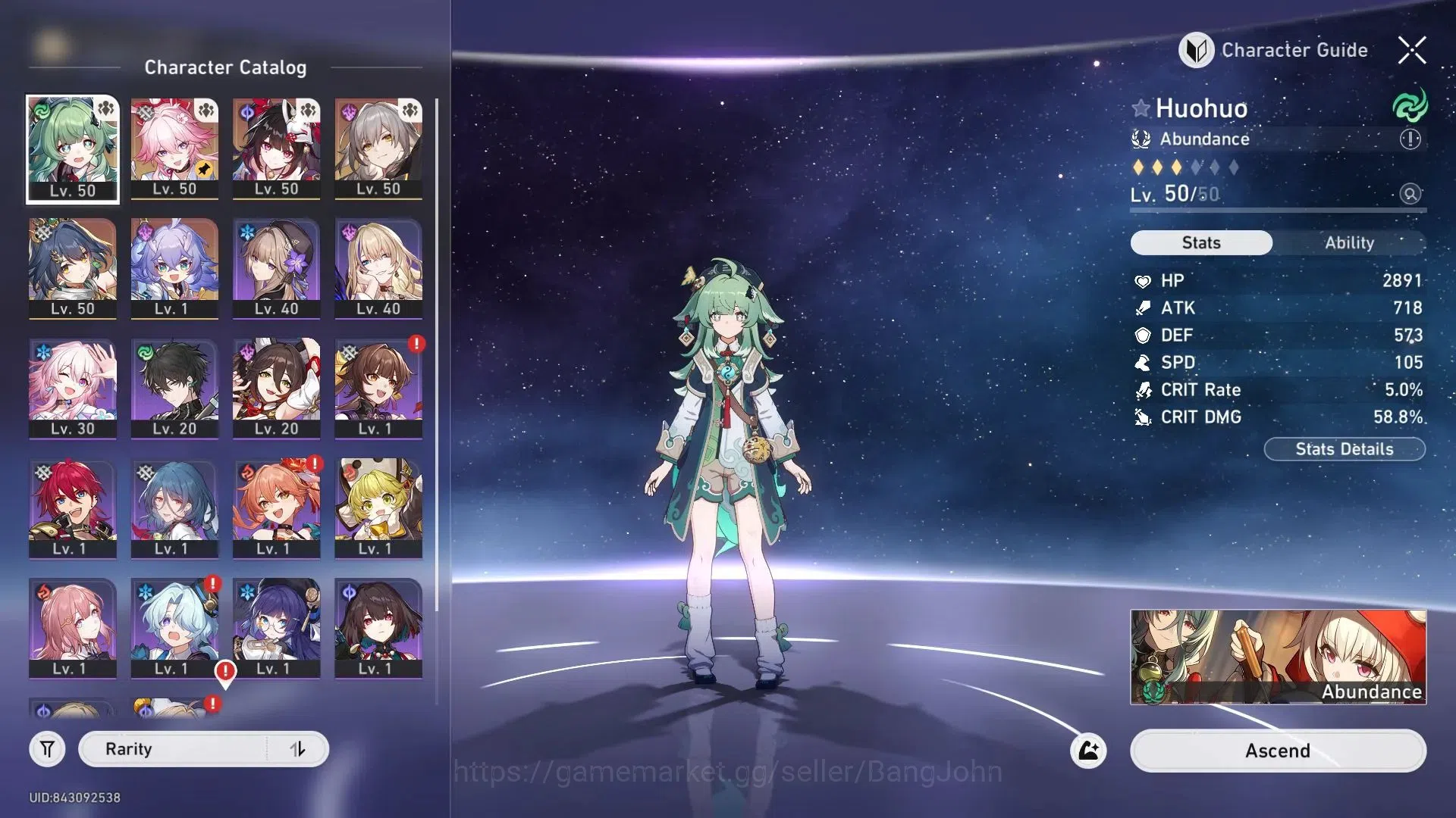 Honkai Star Rail Accounts asia | TL 36 | Huohuo L50, Sparkle L50, Evanescia image 2