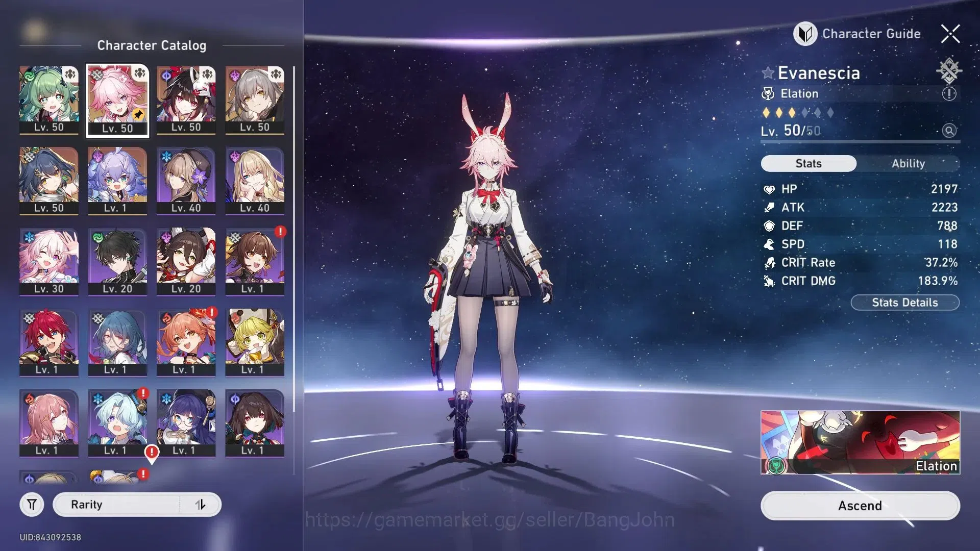 Honkai Star Rail Accounts asia | TL 36 | Huohuo L50, Sparkle L50, Evanescia image 3